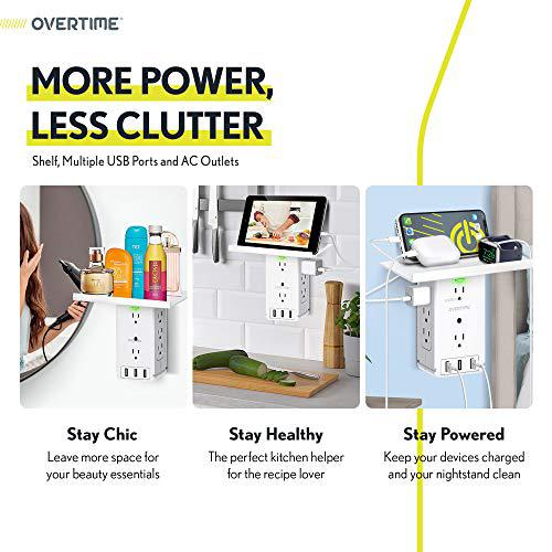Socket Shelf Wall Outlet Power Charger and Surge Protector Household Batteries & Electrical - DailySale