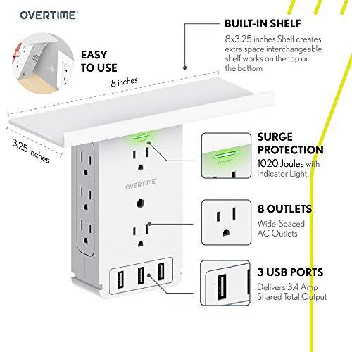 Socket Shelf Wall Outlet Power Charger and Surge Protector Household Batteries & Electrical - DailySale