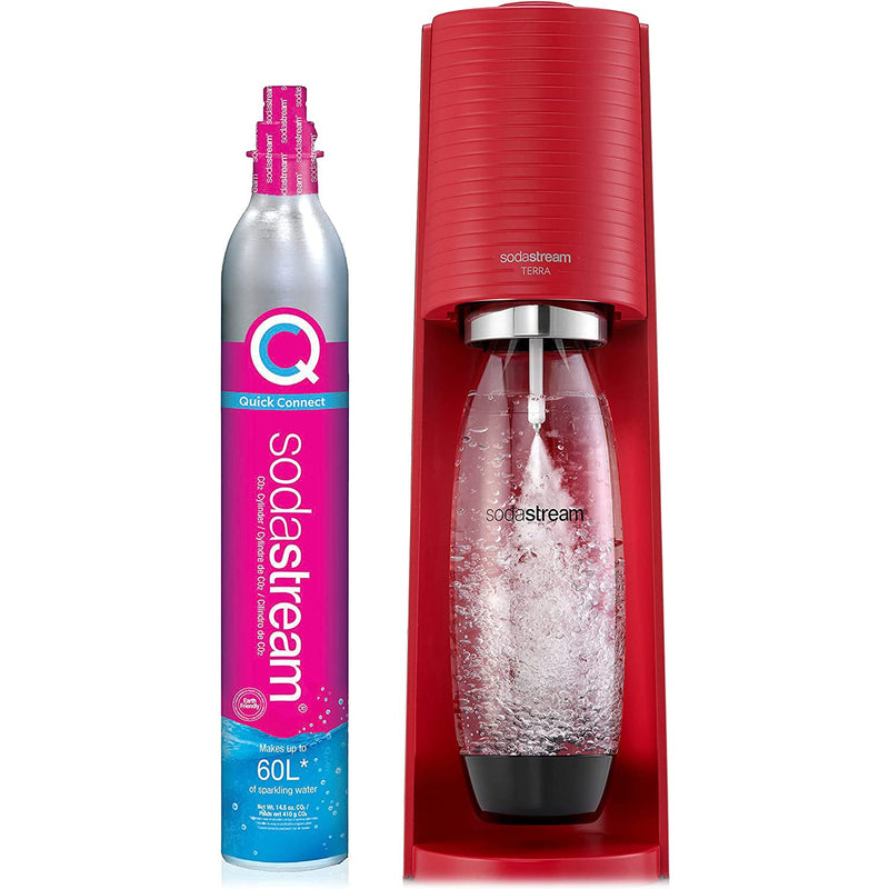 SodaStream Terra Sparkling Water Maker with CO2 and DWS Bottle Kitchen Appliances Red - DailySale