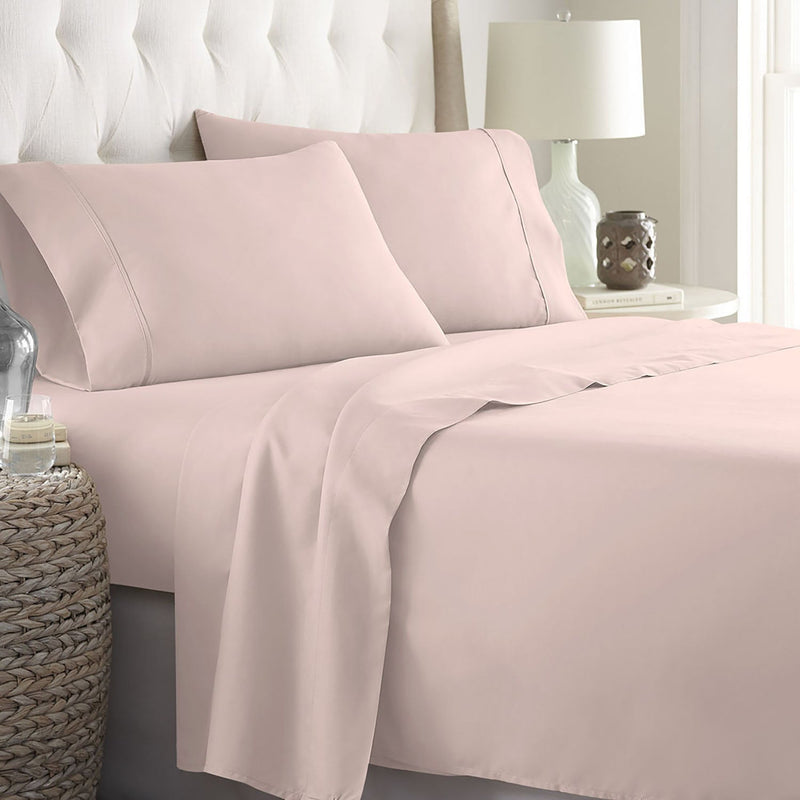 Soft Home 1800 Series Solid Microfiber Ultra Soft Sheet Set Bedding Blush Twin - DailySale