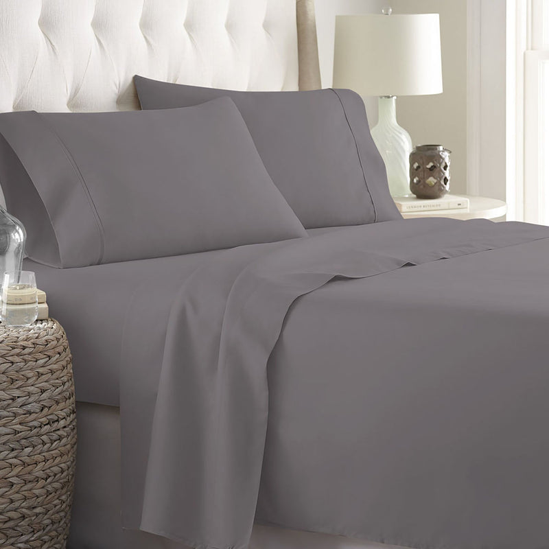 Soft Home 1800 Series Solid Microfiber Ultra Soft Sheet Set Bedding Charcoal Twin - DailySale