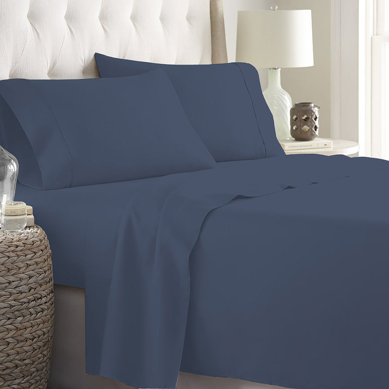 Soft Home 1800 Series Solid Microfiber Ultra Soft Sheet Set Bedding Navy Twin - DailySale