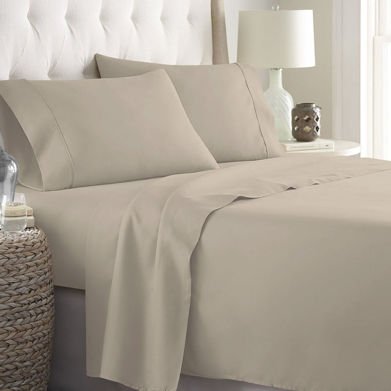 Soft Home 1800 Series Solid Microfiber Ultra Soft Sheet Set Bedding Taupe Twin - DailySale