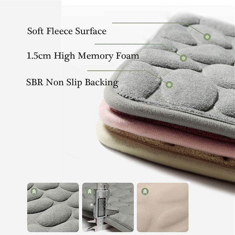Soft Memory Foam Non Slip Cobblestone Embossing Bath Mat Bath - DailySale