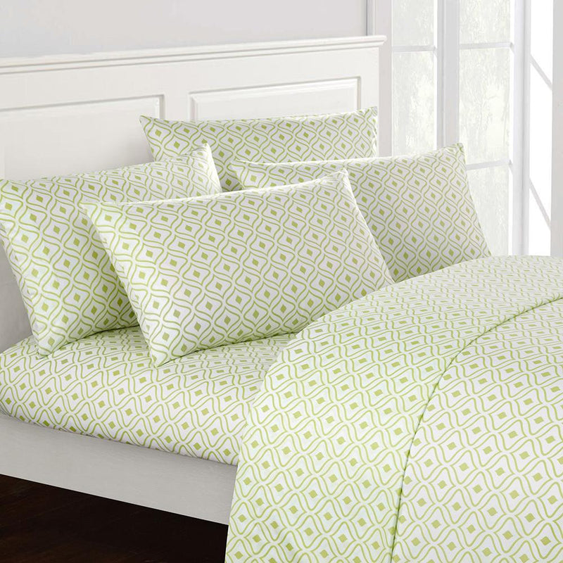 Soft Two-Tone Diamond Print Deep Pocket Sheet Sets Bed & Bath Twin Green - DailySale