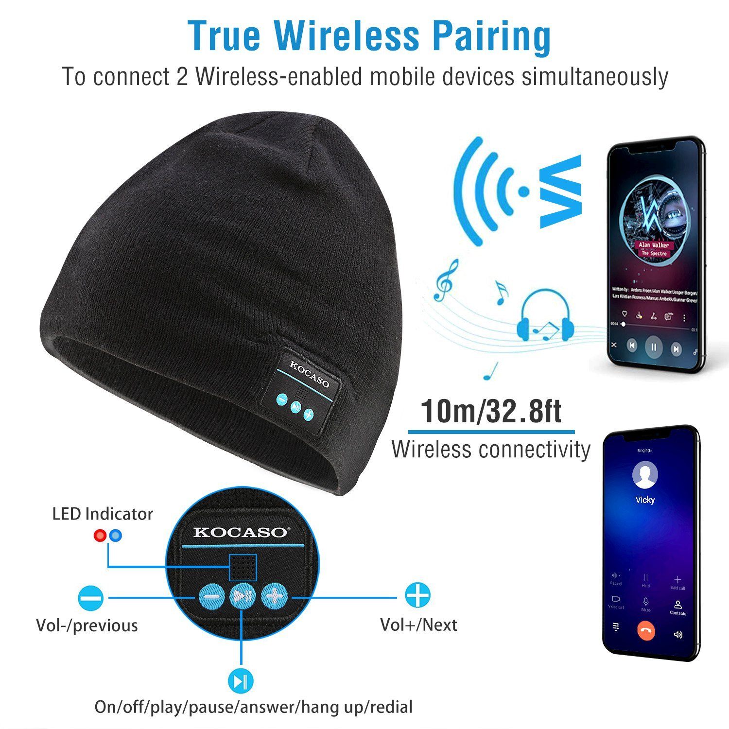 Soft Wireless Beanie Headphone Hat with V4.2 Noise Cancellation Women's Accessories - DailySale