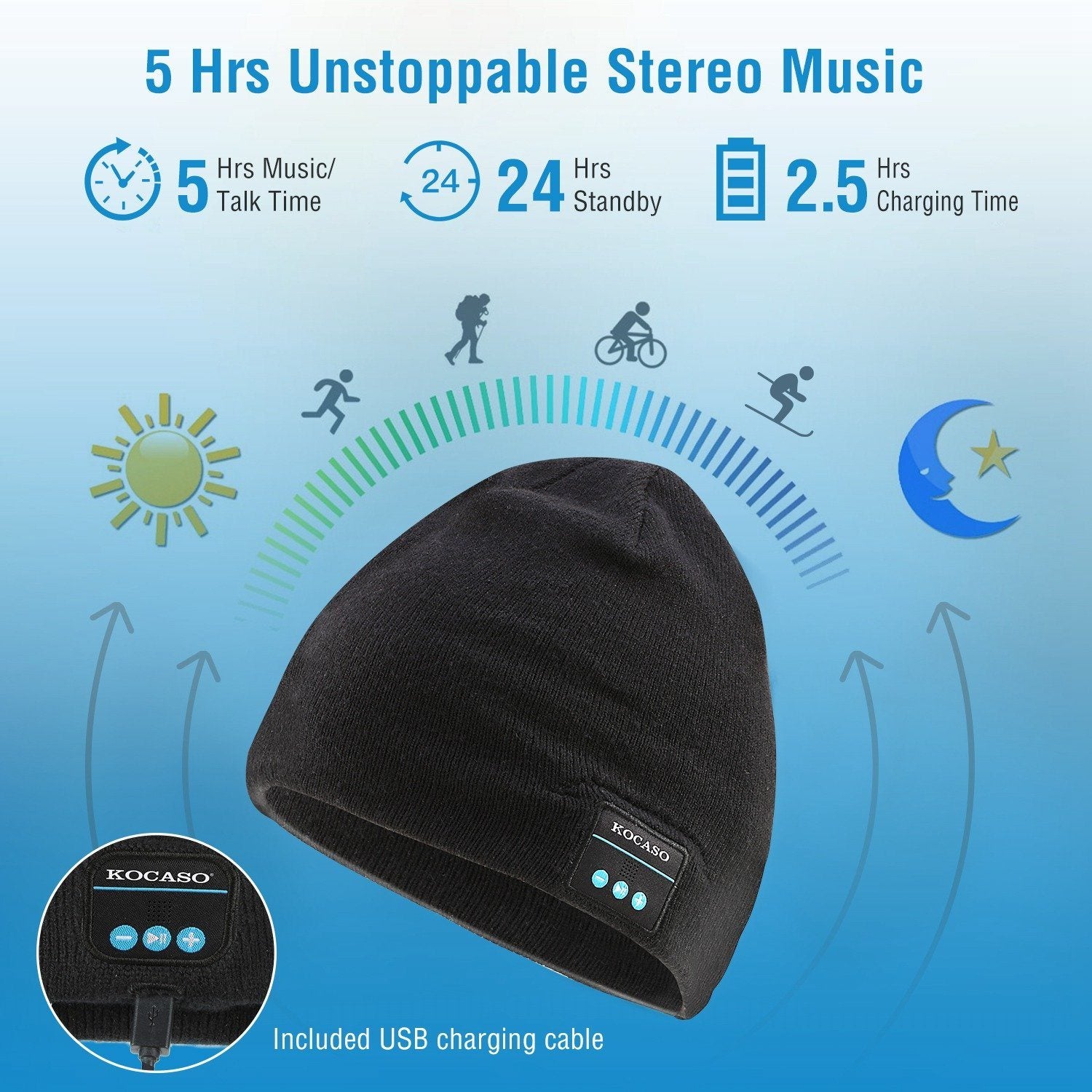 Soft Wireless Beanie Headphone Hat with V4.2 Noise Cancellation Women's Accessories - DailySale