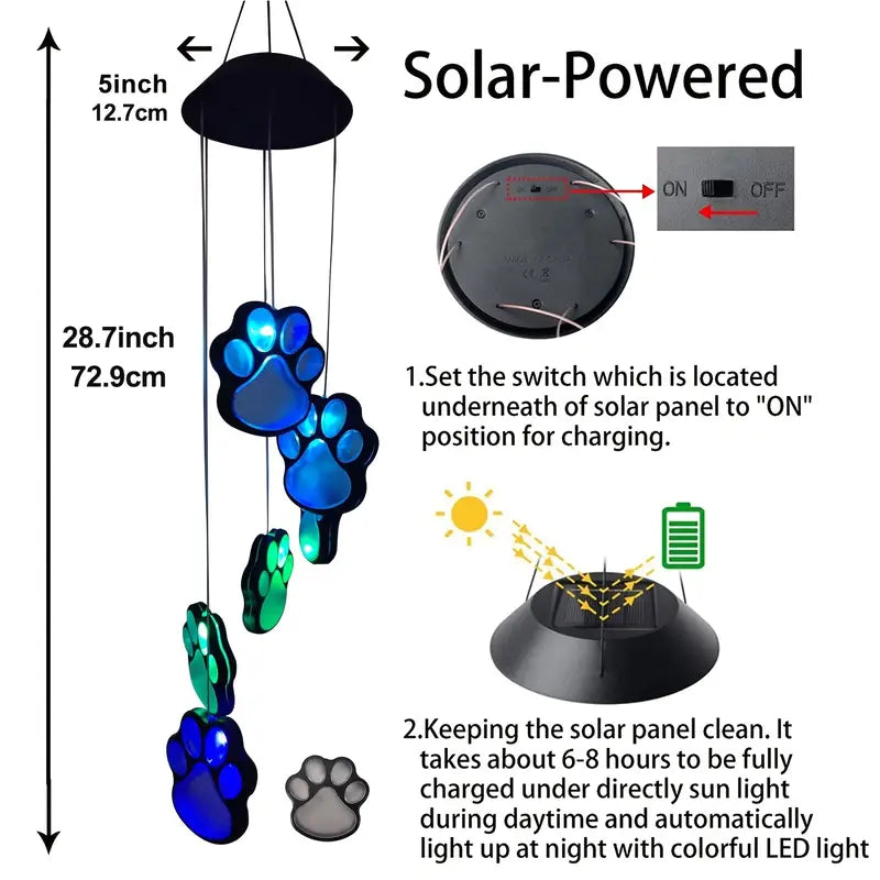 Solar Dog Claw Wind Chime Light Garden & Patio - DailySale