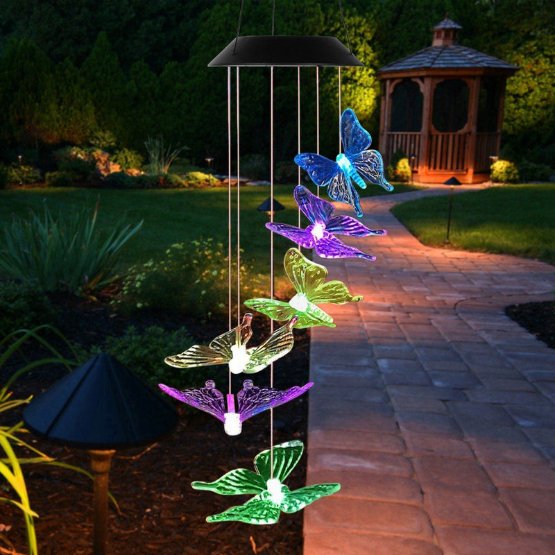 Solar LED Butterfly Wind Chimes Garden & Patio - DailySale
