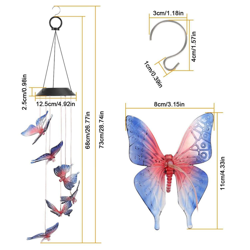 Solar LED Butterfly Wind Chimes Garden & Patio - DailySale