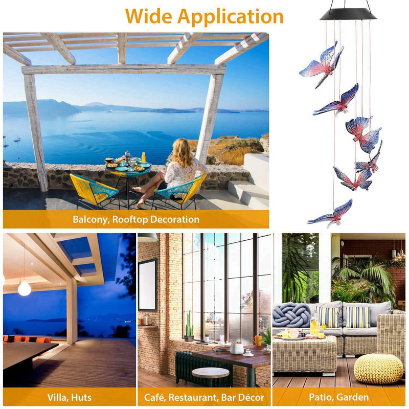 Solar LED Butterfly Wind Chimes Garden & Patio - DailySale
