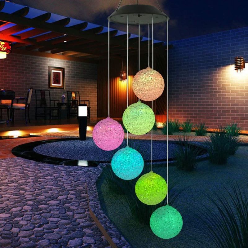 Solar LED Color Changing Wind Chime Light Spinner Hanging Spiral String Light Lighting & Decor - DailySale