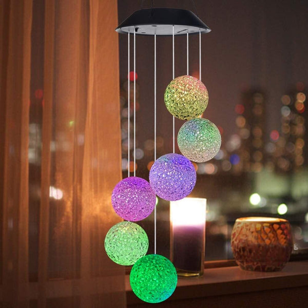 Solar LED Color Changing Wind Chime Light Spinner Hanging