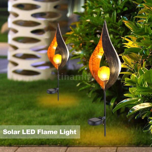 Solar LED Simulate Flame Light Lawn Lantern Lamp Waterproof Outdoor Lights Outdoor Lighting - DailySale