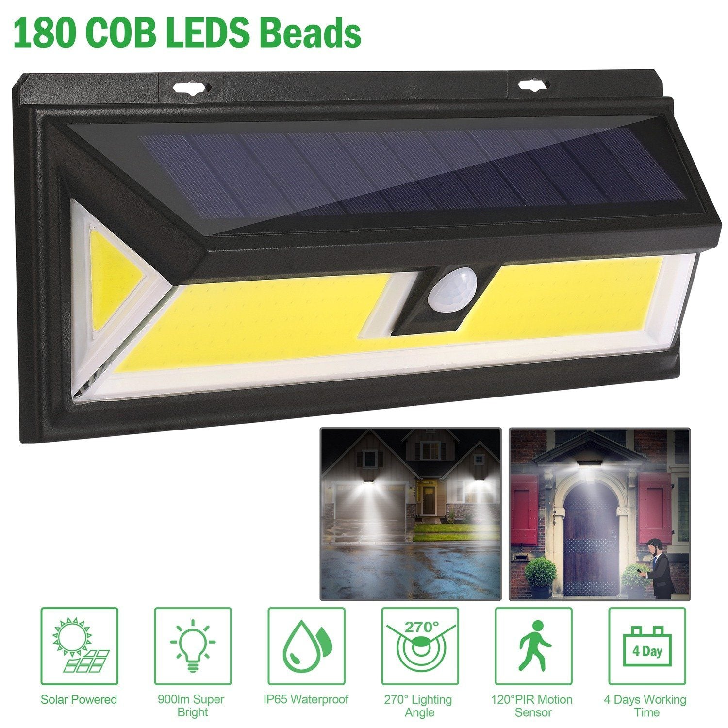 Solar Lights 180 LEDS Solar Wall Light Outdoor Lighting - DailySale