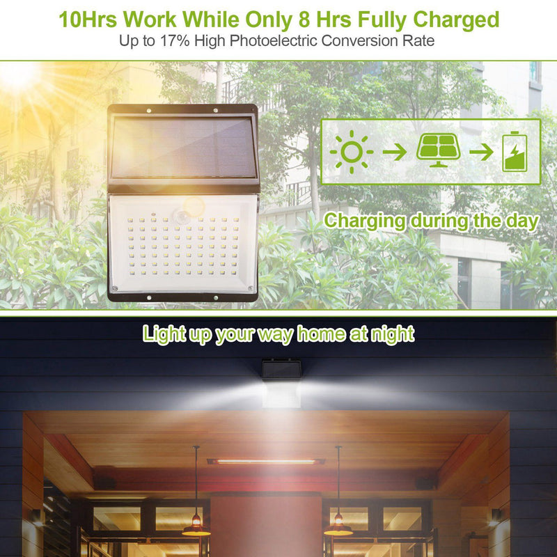 Solar Lights 88 LEDs Outdoor Wall Lamps Outdoor Lighting - DailySale