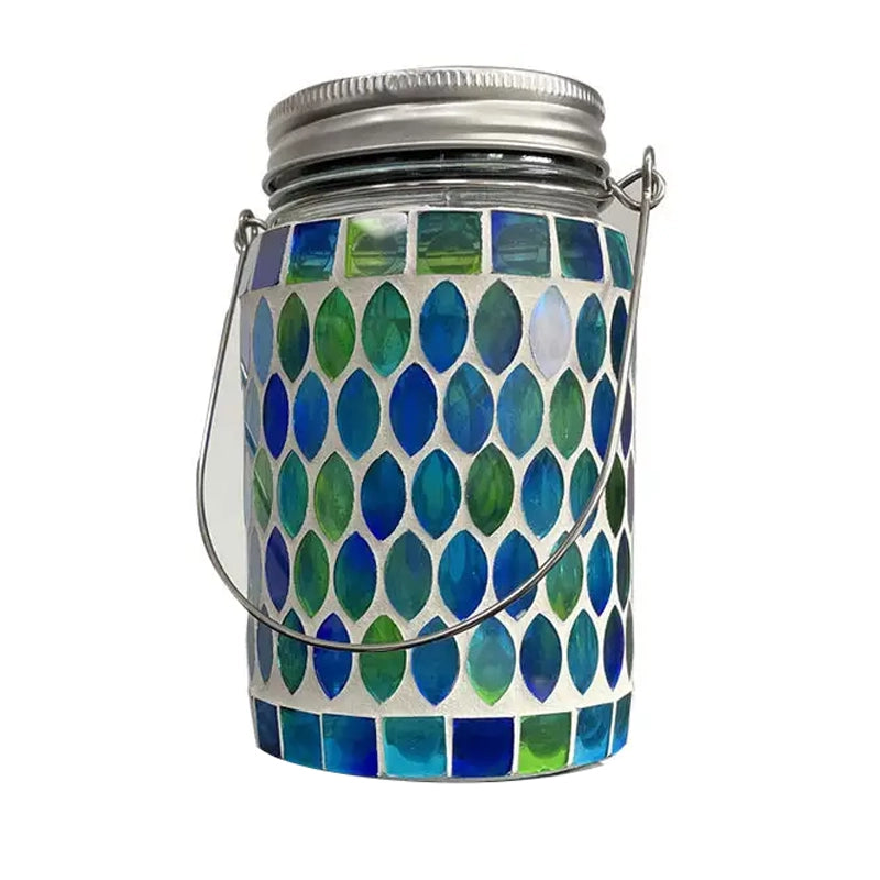 Solar Mosaic LED Waterproof Outdoor Hanging Lanterns Outdoor Lighting Blue - DailySale