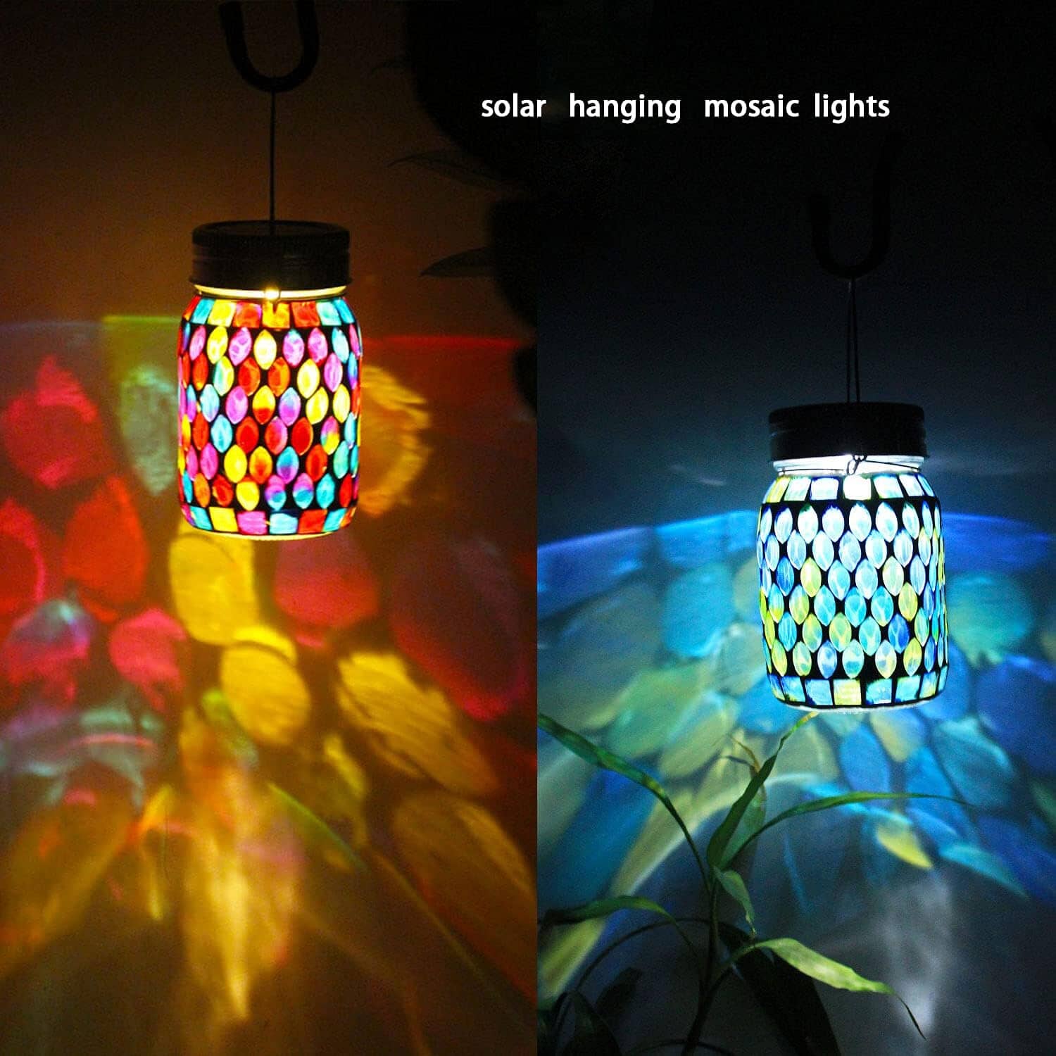 Solar Mosaic LED Waterproof Outdoor Hanging Lanterns Outdoor Lighting - DailySale