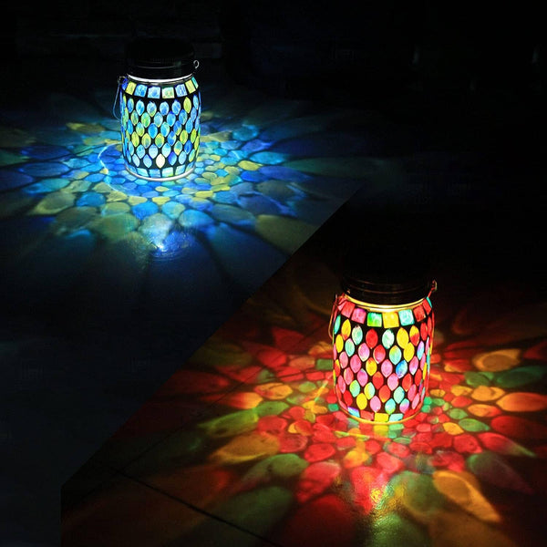 Solar Mosaic LED Waterproof Outdoor Hanging Lanterns Outdoor Lighting - DailySale