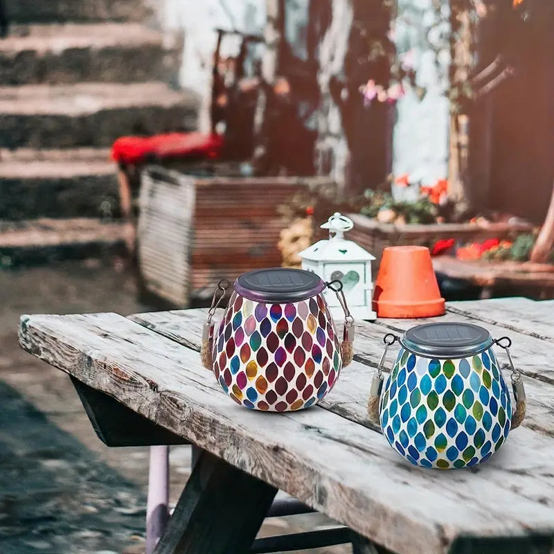 Solar Outdoor Mosaic Lantern Outdoor Lighting - DailySale