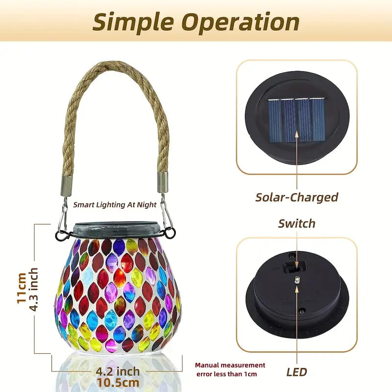 Solar Outdoor Mosaic Lantern Outdoor Lighting - DailySale