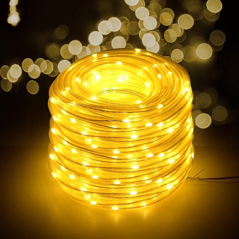 Solar Panel Powered 75.5 Ft. Warm White Rope String Fairy Lights Outdoor Lighting - DailySale