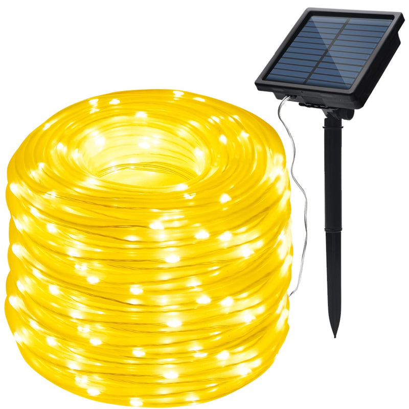 Solar Panel Powered 75.5 Ft. Warm White Rope String Fairy Lights Outdoor Lighting - DailySale