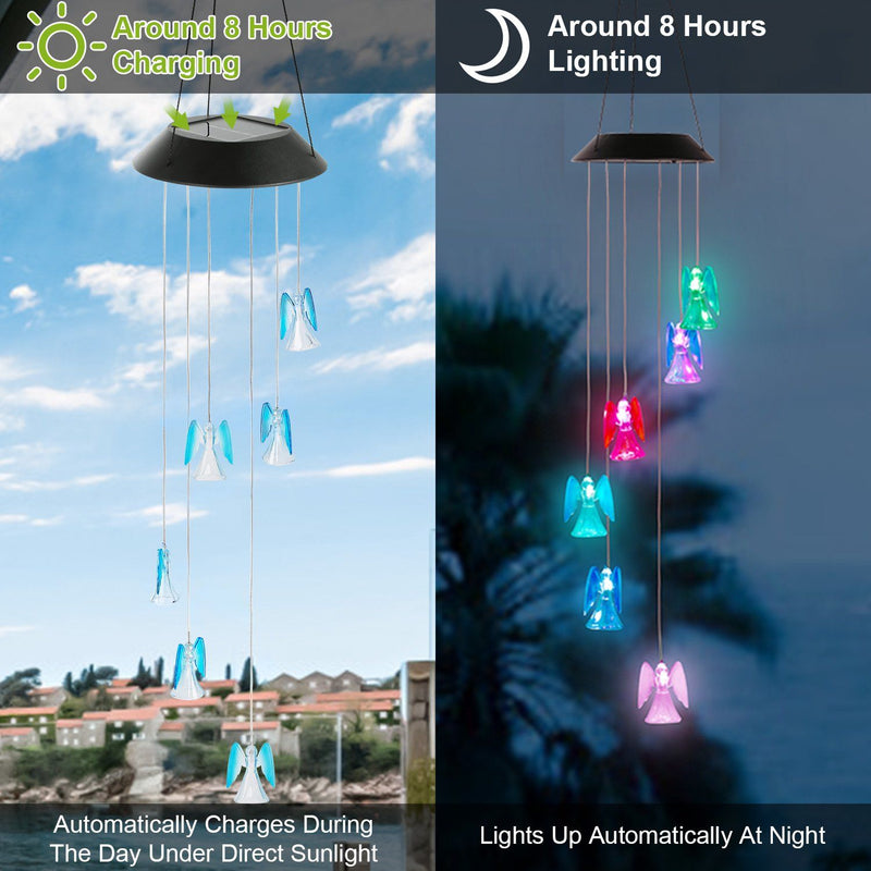 Solar Powered Angel Lights Wind Chimes LED Color Changing Outdoor Lighting - DailySale