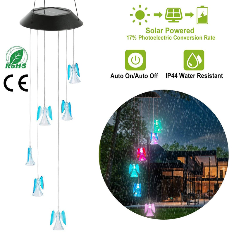 Solar Powered Angel Lights Wind Chimes LED Color Changing Outdoor Lighting - DailySale
