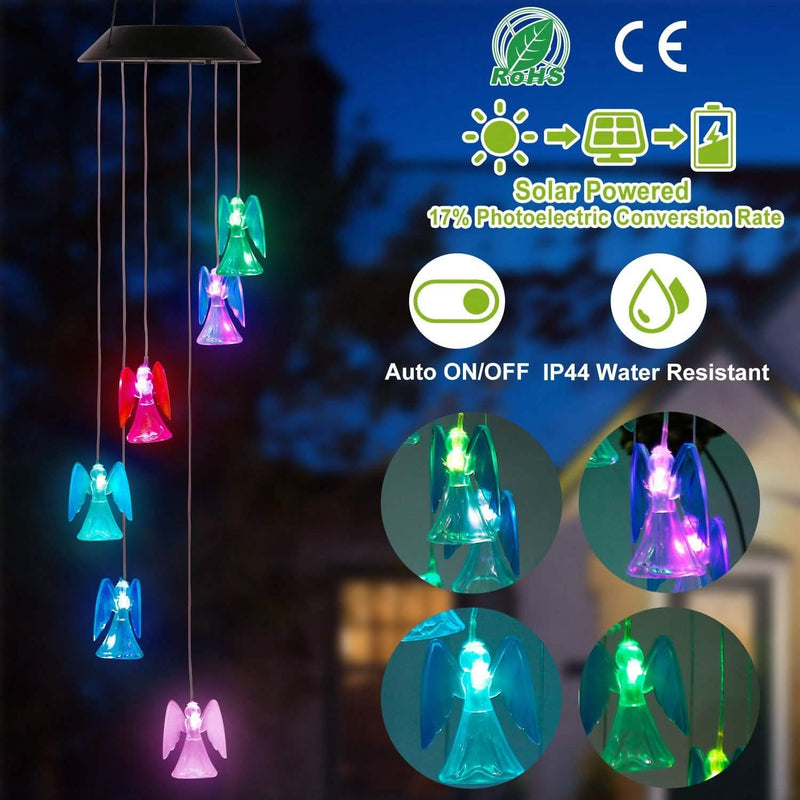 Solar Powered Angel Lights Wind Chimes LED Color Changing Outdoor Lighting - DailySale