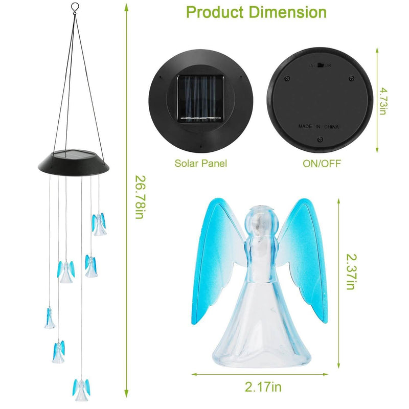 Solar Powered Angel Lights Wind Chimes LED Color Changing Outdoor Lighting - DailySale