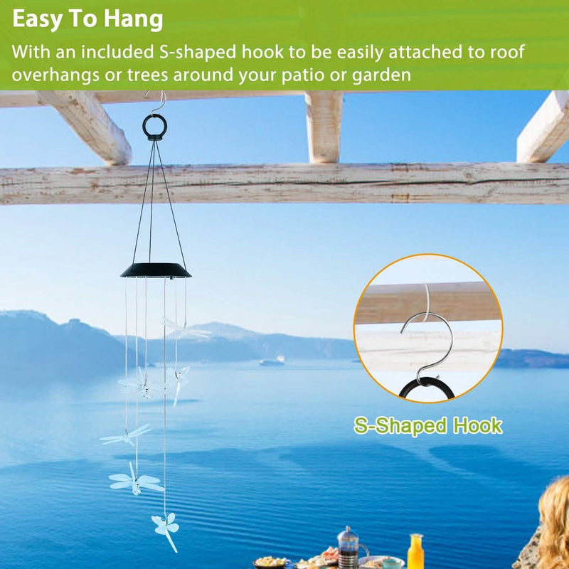 Solar Powered Dragonfly Lights Wind Chimes Garden & Patio - DailySale