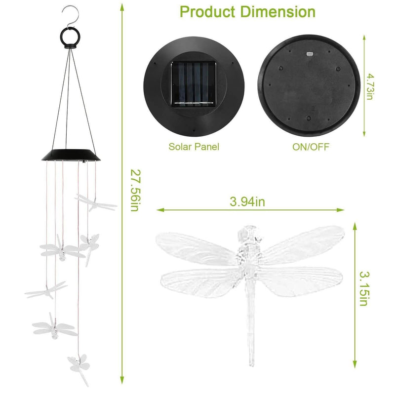 Solar Powered Dragonfly Lights Wind Chimes Garden & Patio - DailySale