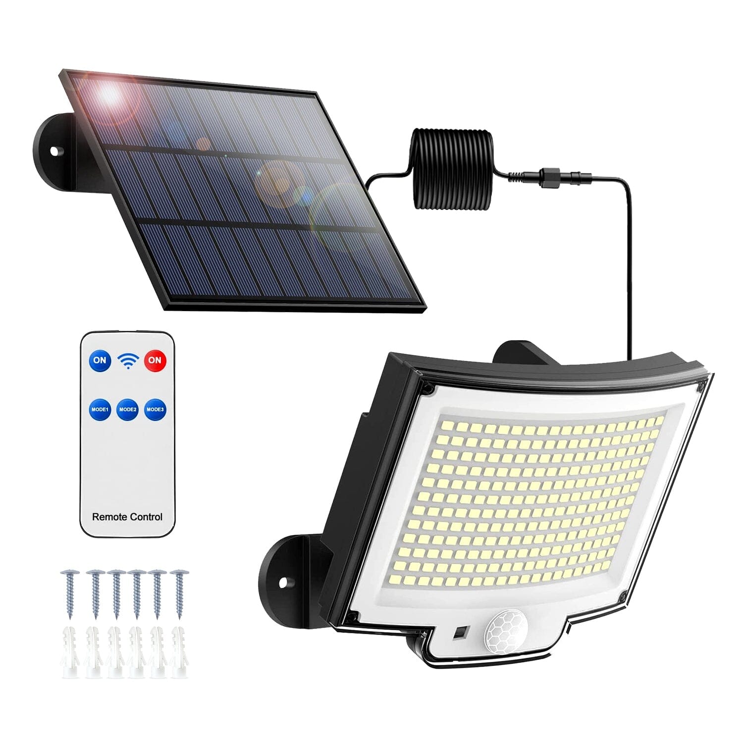 Solar Powered Flood Light Solar IP65 Waterproof Motion Sensor with Remote Outdoor Lighting - DailySale