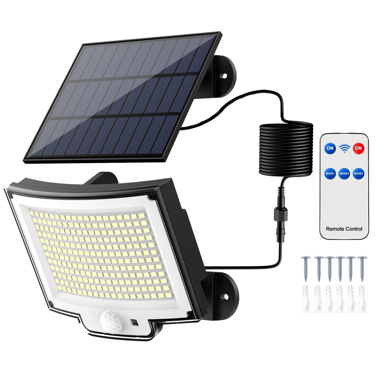 Solar Powered Flood Light Solar IP65 Waterproof Motion Sensor with Remote Outdoor Lighting - DailySale