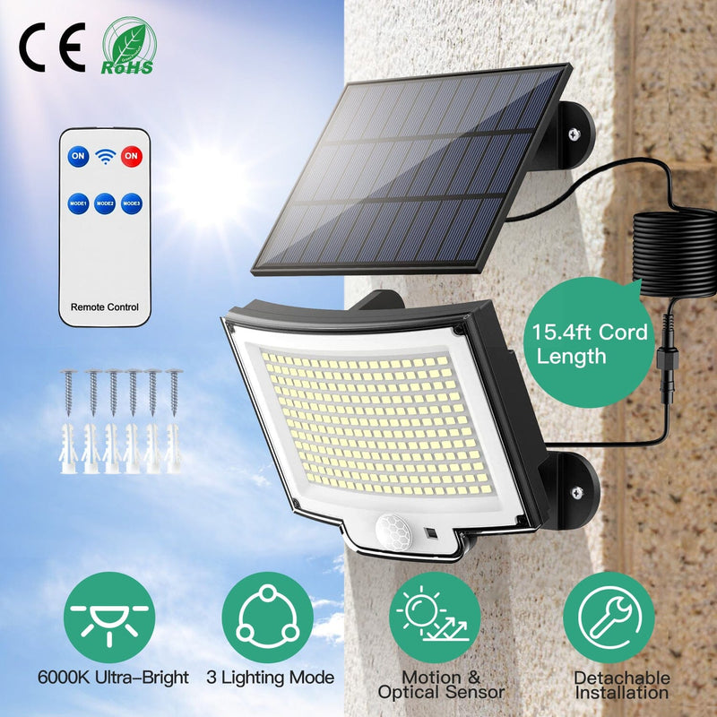 Solar Powered Flood Light Solar IP65 Waterproof Motion Sensor with Remote Outdoor Lighting - DailySale
