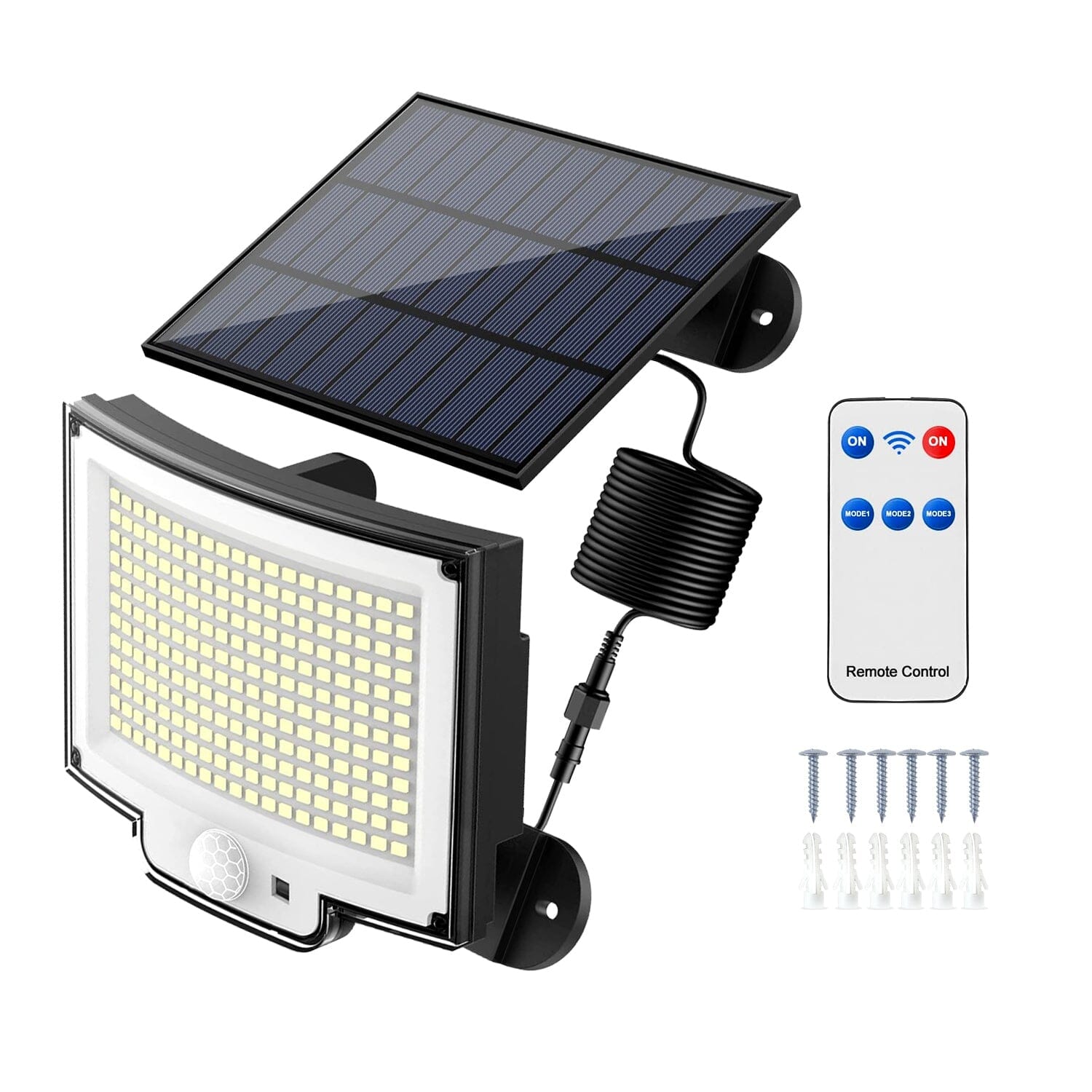 Solar Powered Flood Light Solar IP65 Waterproof Motion Sensor with Remote Outdoor Lighting - DailySale