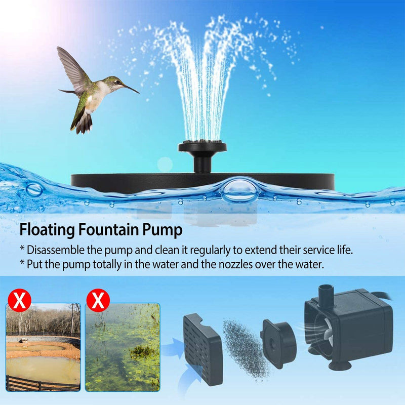 Solar Powered Fountain Pump Floating Bird Bath Pond Garden & Patio - DailySale