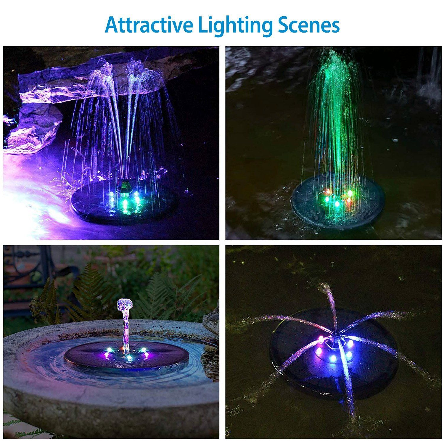 Solar Powered Fountain Pump with LED Lights Garden & Patio - DailySale