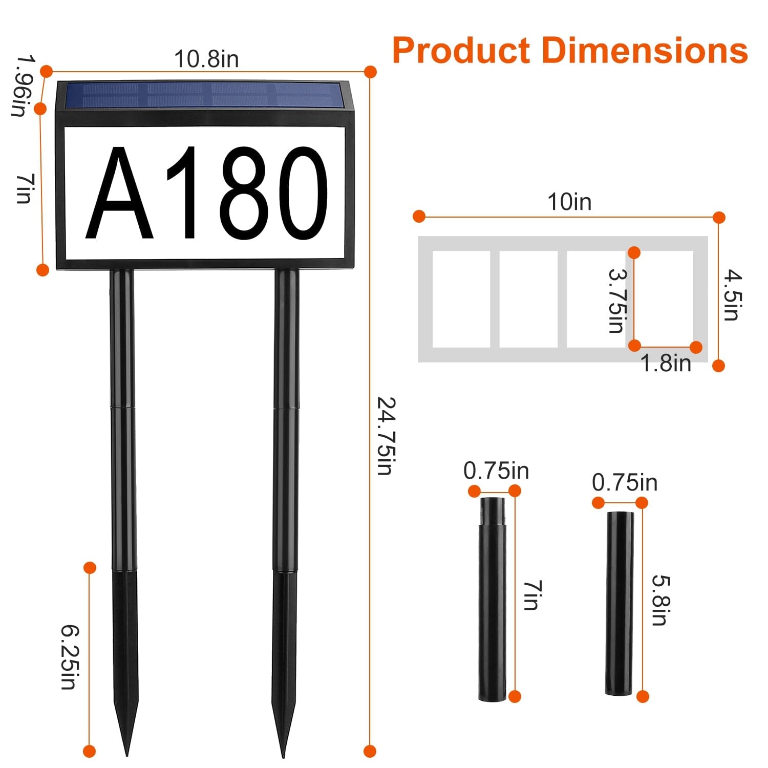 Solar Powered House Numbers LED Address Plaque Sign Garden & Patio - DailySale