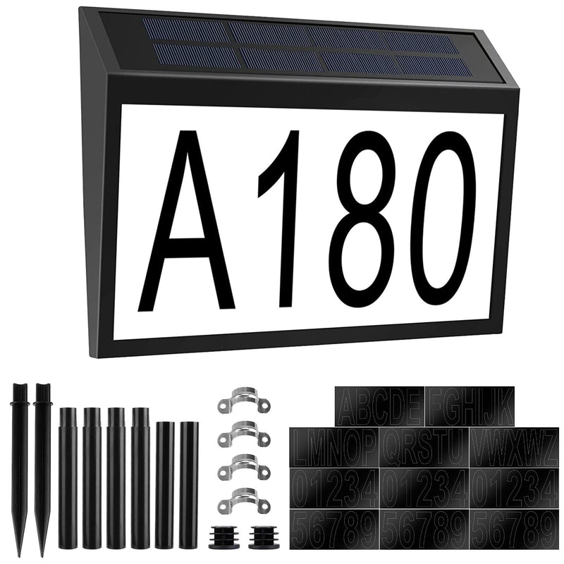 Solar Powered House Numbers LED Address Plaque Sign Garden & Patio - DailySale