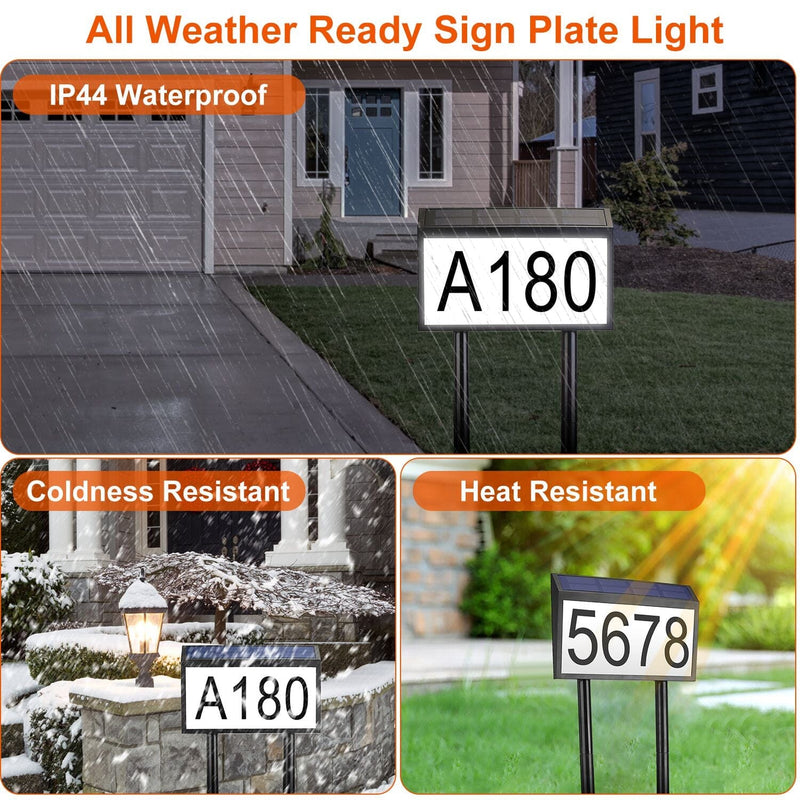 Solar Powered House Numbers LED Address Plaque Sign Garden & Patio - DailySale