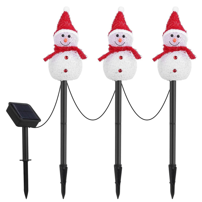 Solar Powered Lamp 3 Snowmen Garden Stake Light Holiday Decor & Apparel - DailySale