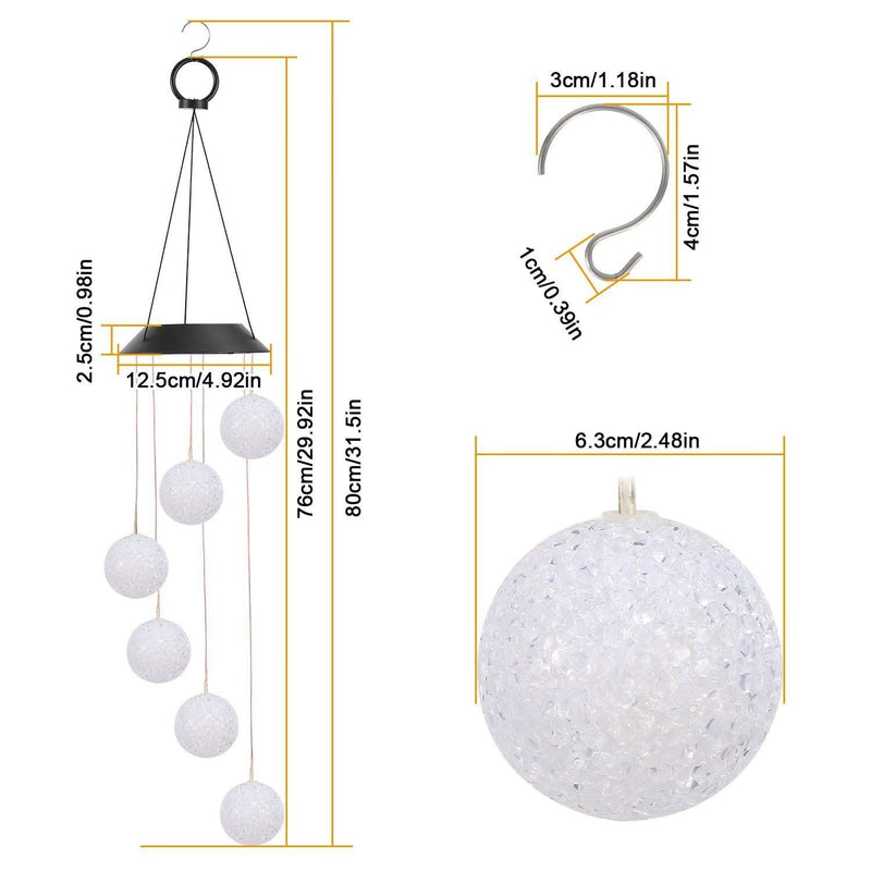 Solar Powered LED Ball Wind Chimes - Color Changing LED String Light Garden & Patio - DailySale