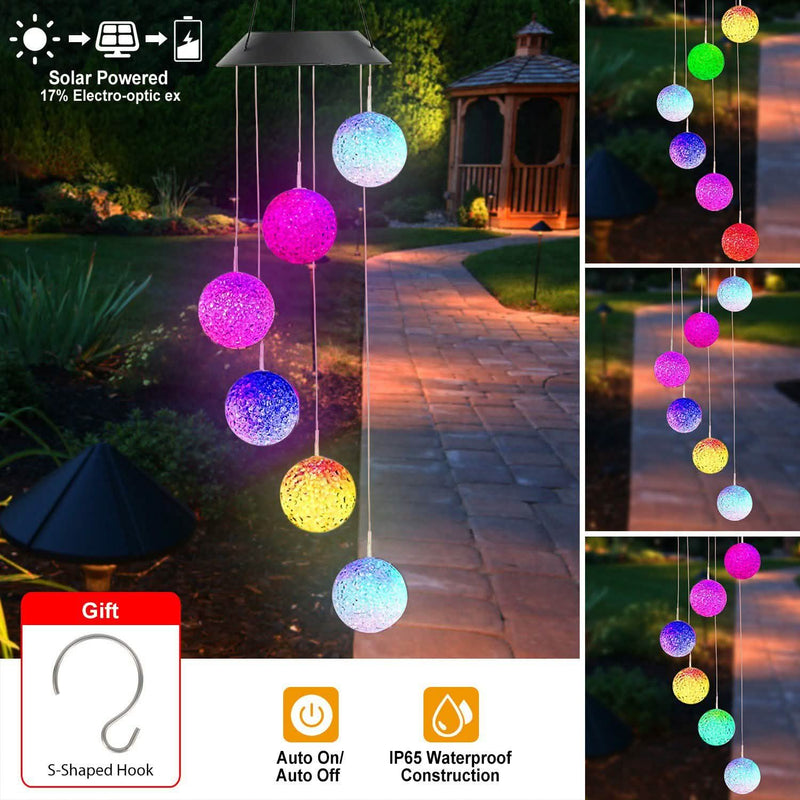 Solar Powered LED Ball Wind Chimes - Color Changing LED String Light Garden & Patio - DailySale