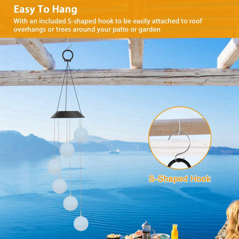 Solar Powered LED Ball Wind Chimes - Color Changing LED String Light Garden & Patio - DailySale