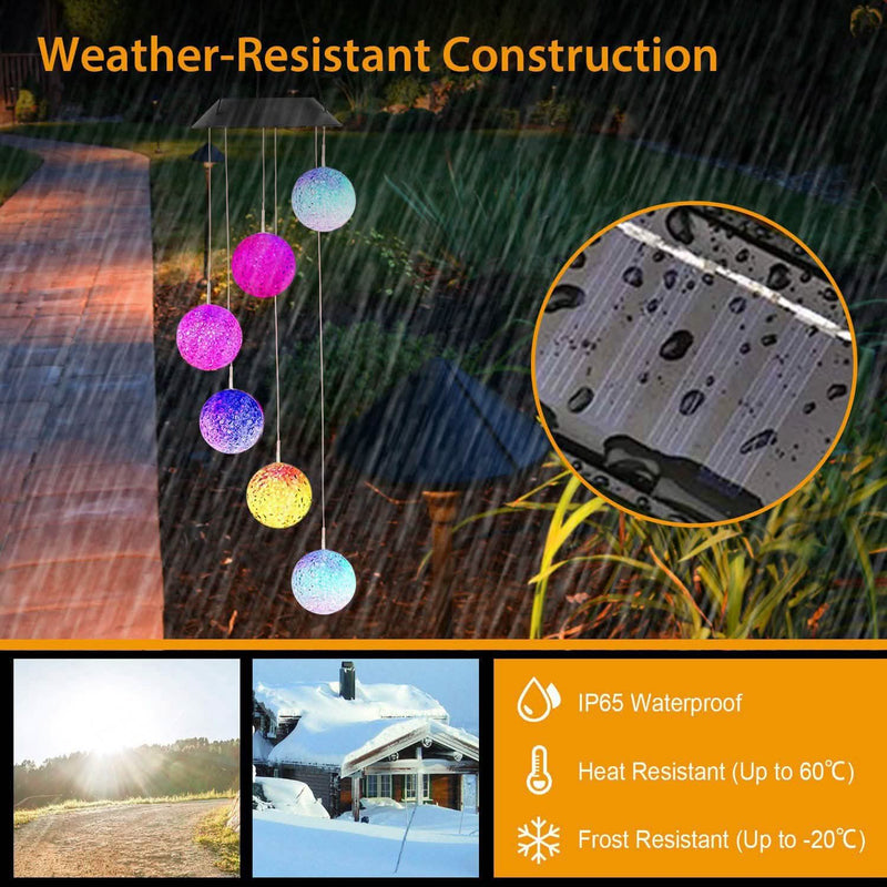 Solar Powered LED Ball Wind Chimes - Color Changing LED String Light Garden & Patio - DailySale
