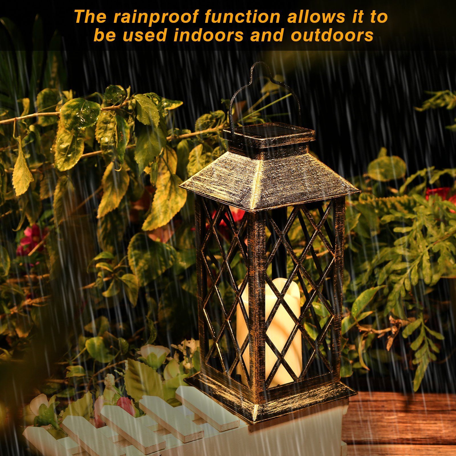 Solar Powered Led Outdoor Lantern Waterproof Candle Hanging Light Outdoor Lighting - DailySale