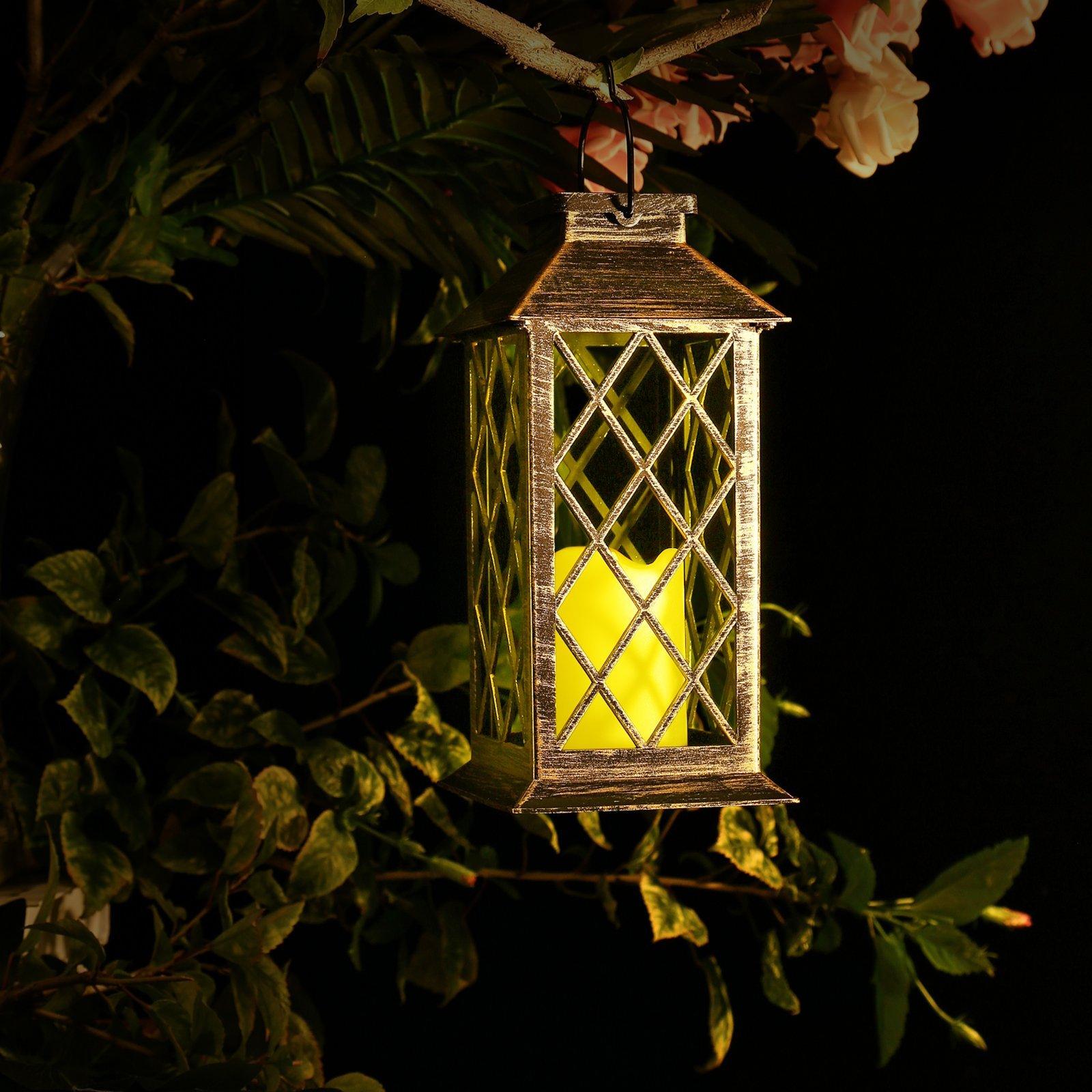 Solar Powered Led Outdoor Lantern Waterproof Candle Hanging Light Outdoor Lighting - DailySale