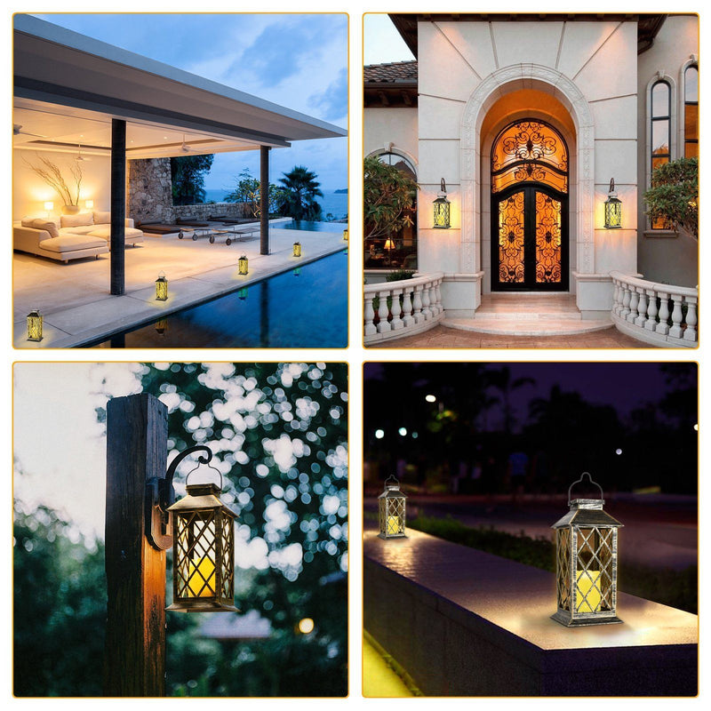Solar Powered Led Outdoor Lantern Waterproof Candle Hanging Light Outdoor Lighting - DailySale